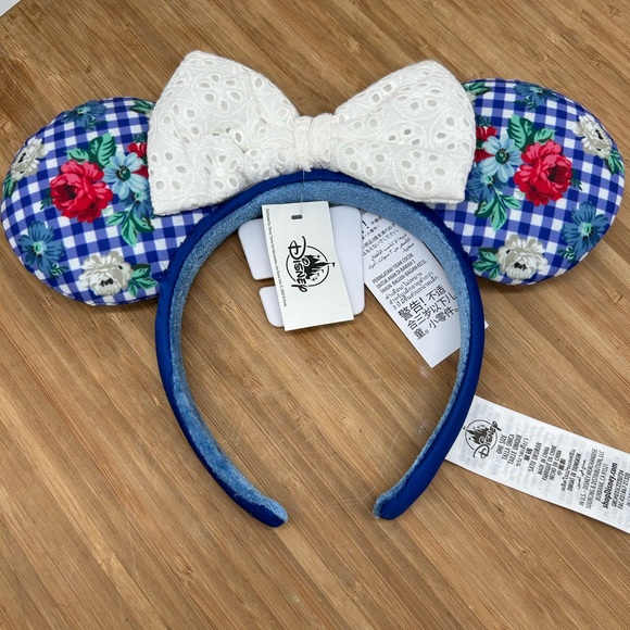 Disney Accessories - New Gingham Cottage Checker Floral Minnie Mouse Bow Ears Headband Disney Parks